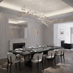 Tidal Art Glass Chandelier (With Canopy) - L 82.7″ x W 23.6″ x H 78.7″Clear & GoldWarm Light -  Manorlights