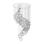 Tidal Art Glass Chandelier (With Canopy) - ∅ 58.3″ x H 118.1″Clear & GoldWarm Light -  Manorlights