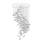 Tidal Art Glass Chandelier (With Canopy) - ∅ 58.3″ x H 118.1″Clear & GoldWarm Light -  Manorlights