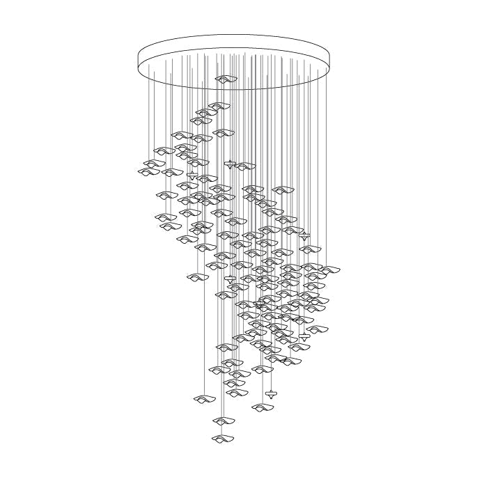 Tidal Art Glass Chandelier (With Canopy) - ∅ 58.3″ x H 118.1″Clear & GoldWarm Light -  Manorlights