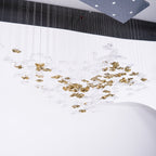 Tidal Art Glass Chandelier (With Canopy) - ∅ 58.3″ x H 118.1″Clear & GoldWarm Light -  Manorlights