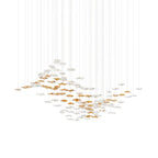 Tidal Art Glass Chandelier (With Canopy) - L 82.7″ x W 23.6″ x H 78.7″Clear & GoldWarm Light -  Manorlights