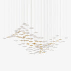 Tidal Art Glass Chandelier (With Canopy) - L 82.7″ x W 23.6″ x H 78.7″Clear & GoldWarm Light -  Manorlights