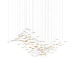 Tidal Art Glass Chandelier (With Canopy) - ∅ 58.3″ x H 118.1″Clear & GoldWarm Light -  Manorlights