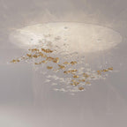 Tidal Art Glass Chandelier (With Canopy) - ∅ 58.3″ x H 118.1″Clear & GoldWarm Light -  Manorlights