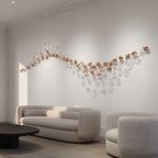 Tidal Art Glass Chandelier (With Canopy) - L 82.7″ x W 23.6″ x H 78.7″Clear & GoldWarm Light -  Manorlights