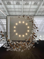 Tidal Art Glass Chandelier (With Canopy) - L 82.7″ x W 23.6″ x H 78.7″Clear & GoldWarm Light -  Manorlights