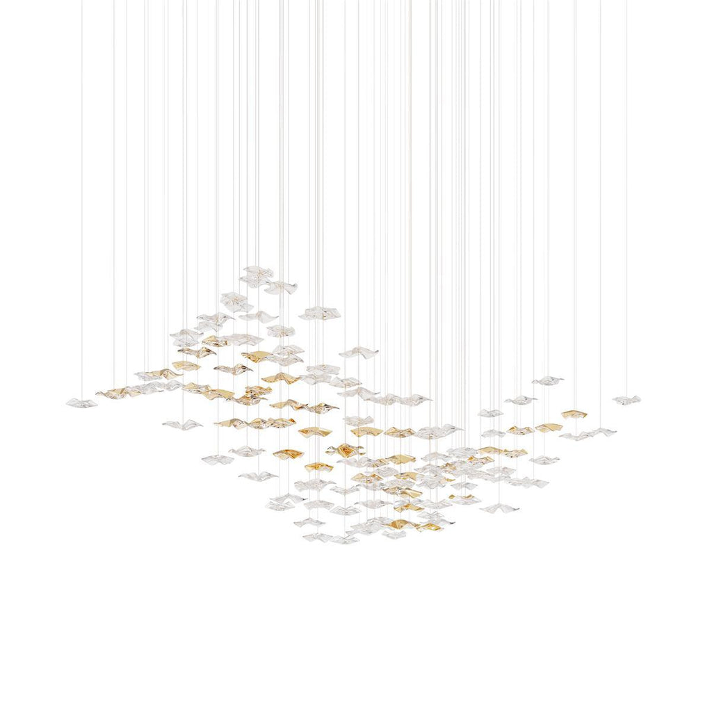 Tidal Art Glass Chandelier (With Canopy) - L 82.7″ x W 23.6″ x H 78.7″Clear & AmberWarm Light -  Manorlights