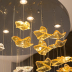 Tidal Art Glass Chandelier (With Canopy) - ∅ 58.3″ x H 118.1″Clear & GoldWarm Light -  Manorlights