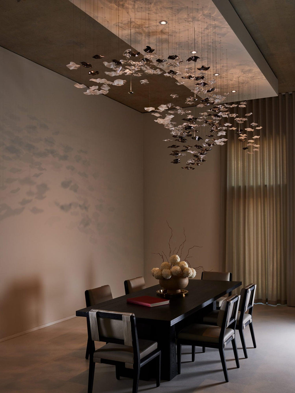 Tidal Art Glass Chandelier (With Canopy) - ∅ 58.3″ x H 118.1″Clear & GoldWarm Light -  Manorlights