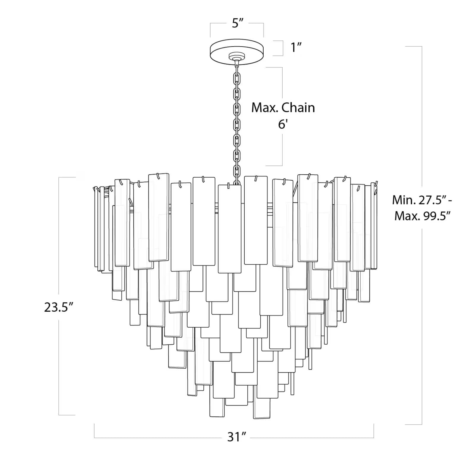 Tidelle Nickel Clear Glass Chandelier Large - Manorlights