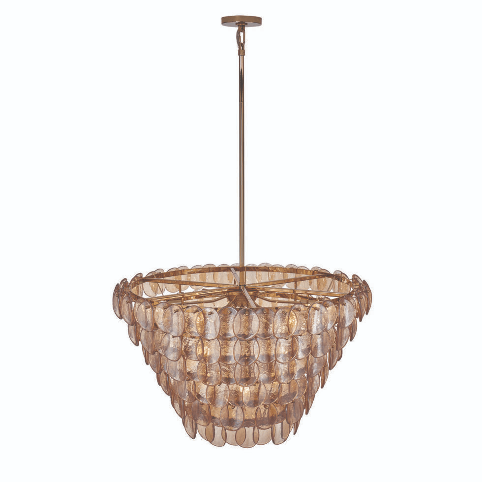 Uroko Large Chandelier - ∅ 34" x H 21"Gold & AmberBlushlighting