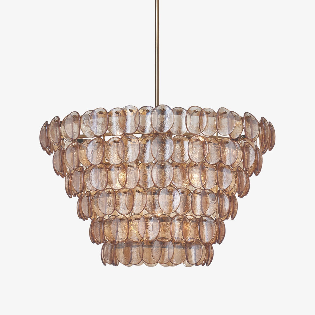 Uroko Large Chandelier - ∅ 34" x H 21"Gold & AmberBlushlighting