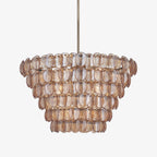 Uroko Large Chandelier - ∅ 34" x H 21"Gold & AmberBlushlighting