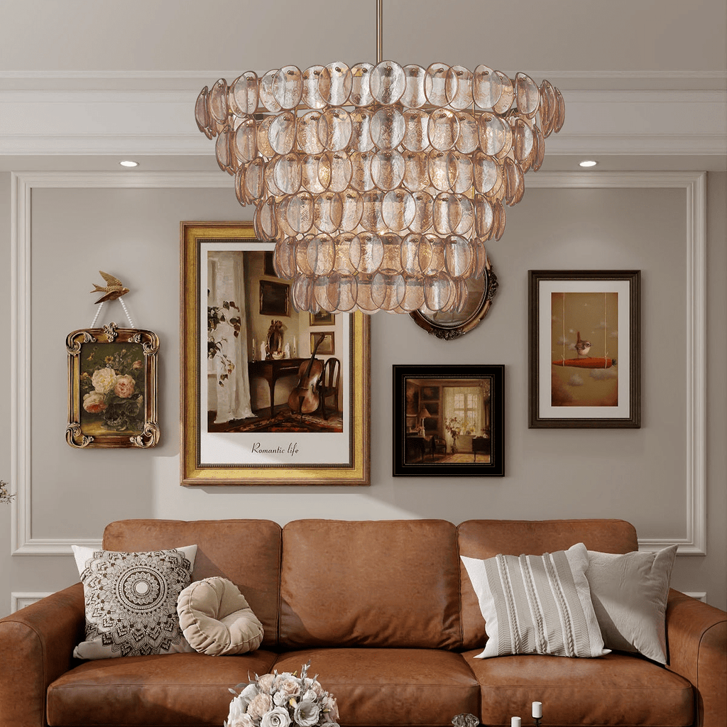 Uroko Large Chandelier - ∅ 34" x H 21"Black & BlackBlushlighting