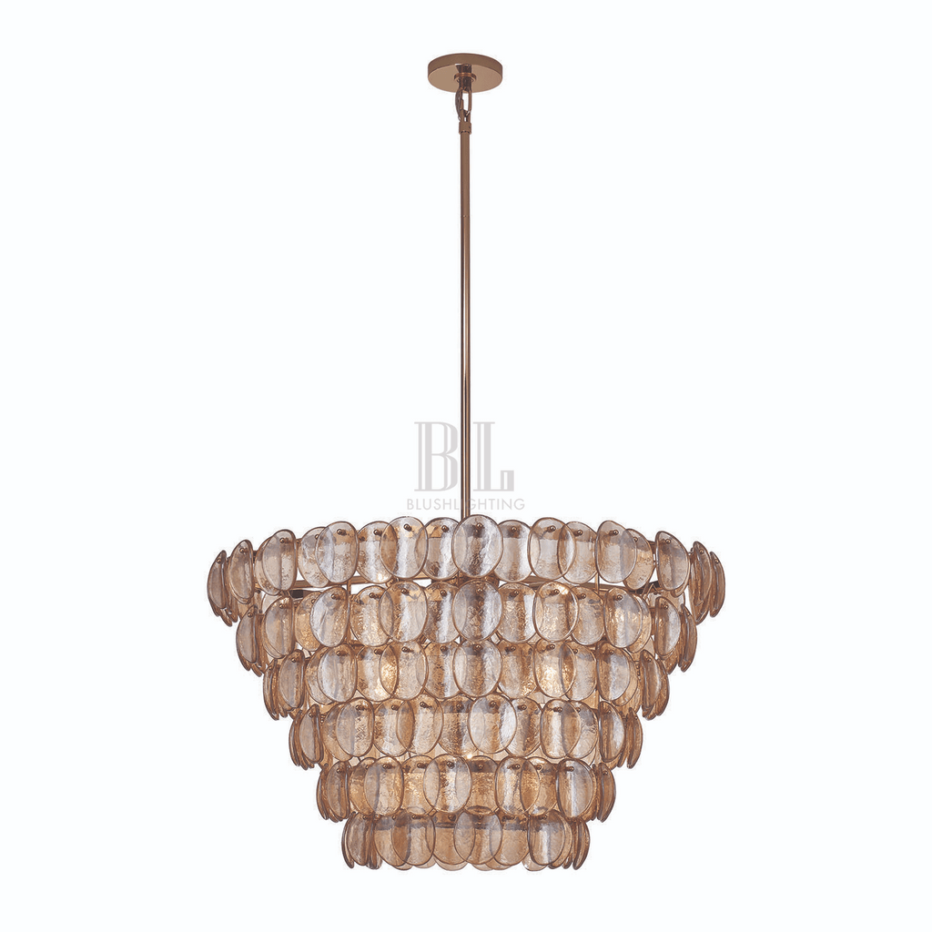 Uroko Large Chandelier - ∅ 34" x H 21"Gold & AmberBlushlighting
