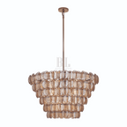 Uroko Large Chandelier - ∅ 34" x H 21"Gold & AmberBlushlighting