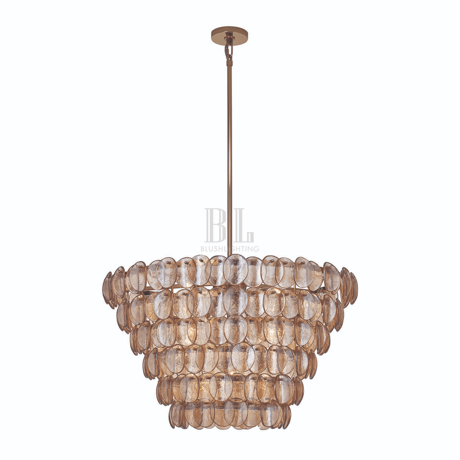 Uroko Large Chandelier - ∅ 34" x H 21"Gold & AmberBlushlighting