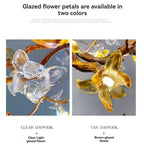 Verdant Branch Copper Vine Glass Flower Stairwell Chandelier - CopperH59.0"(150cm)Warm Light 3000kManorlights