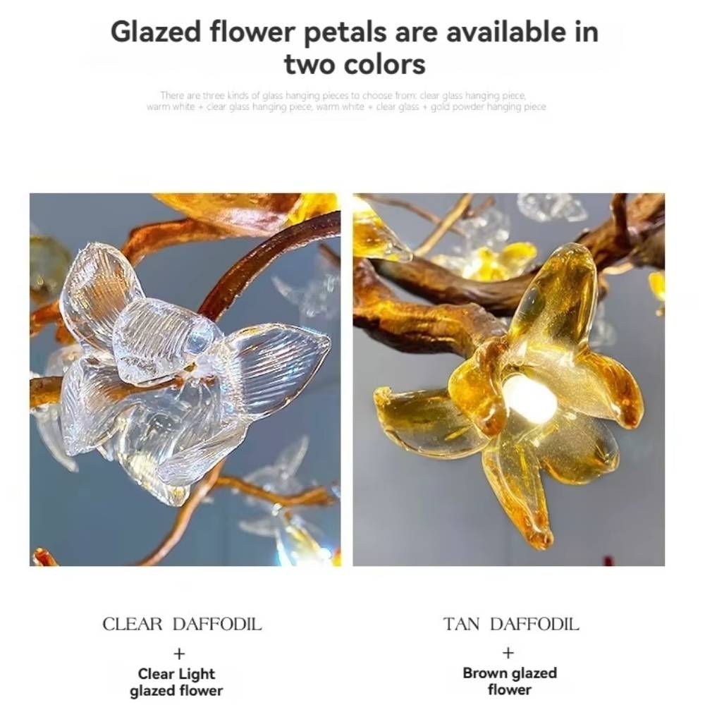 Verdant Branch Copper Vine Glass Flower Stairwell Chandelier - CopperH59.0"(150cm)Warm Light 3000kManorlights