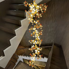 Verdant Branch Copper Vine Glass Flower Stairwell Chandelier - CopperH59.0"(150cm)Warm Light 3000kManorlights