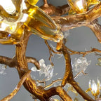 Verdant Branch Copper Vine Glass Flower Stairwell Chandelier - CopperH59.0"(150cm)Warm Light 3000kManorlights