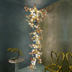 Verdant Branch Copper Vine Glass Flower Stairwell Chandelier - CopperH59.0"(150cm)Warm Light 3000kManorlights