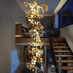Verdant Branch Copper Vine Glass Flower Stairwell Chandelier - CopperH59.0"(150cm)Warm Light 3000kManorlights