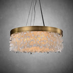 White Leaves Brass Framework Round Chandelier - Manorlights