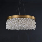 White Leaves Brass Framework Round Chandelier - Manorlights