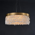 White Leaves Brass Framework Round Chandelier - Manorlights