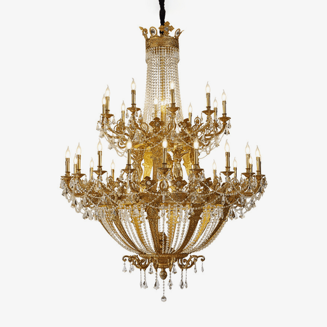 Zaira Opulent Chandelier - ∅ 62.2″ x H 82.7″Brass & ClearManorlights