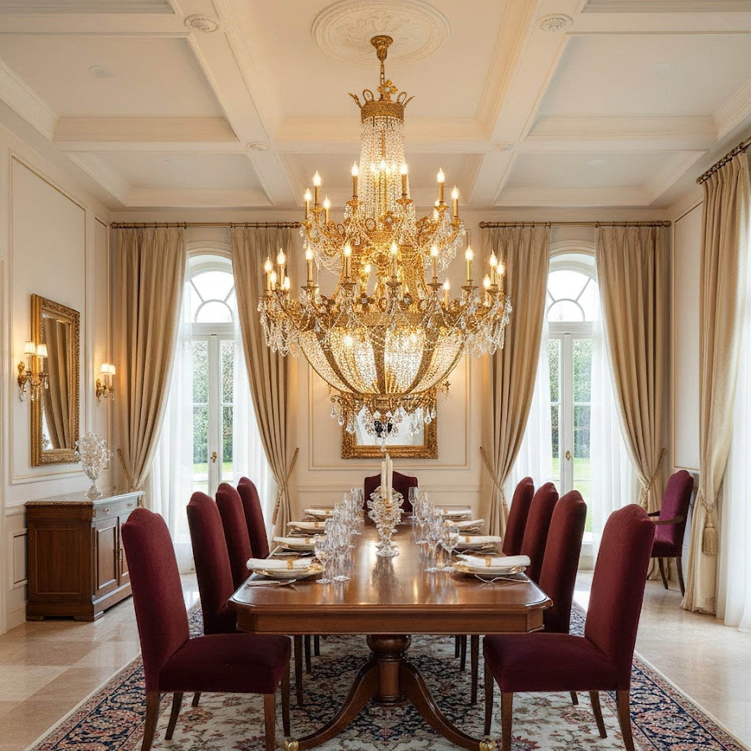 Zaira Opulent Chandelier - ∅ 62.2″ x H 82.7″Brass & ClearManorlights