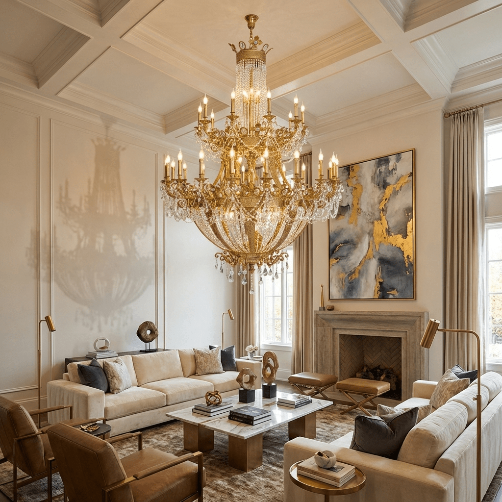 Zaira Opulent Chandelier - ∅ 62.2″ x H 82.7″Brass & ClearManorlights